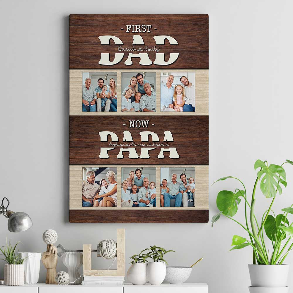 Personalized First Dad Now Grandpa Canvas Wall Art – Gift for Dad