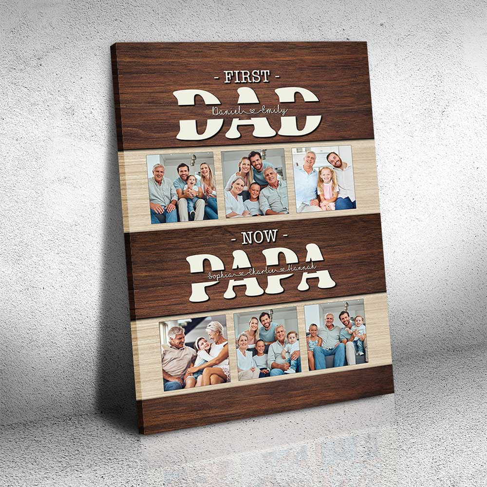 Personalized First Dad Now Grandpa Canvas Wall Art – Gift for Dad