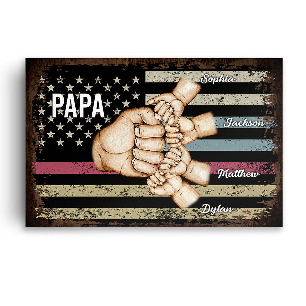 Personalized Fist Bump Dad, Papa Canvas Wall Art – Gift for Dad