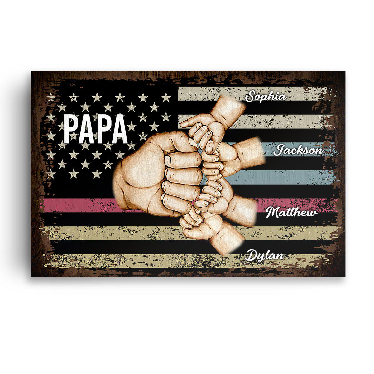 Personalized Fist Bump Dad, Papa Canvas Wall Art – Gift for Dad