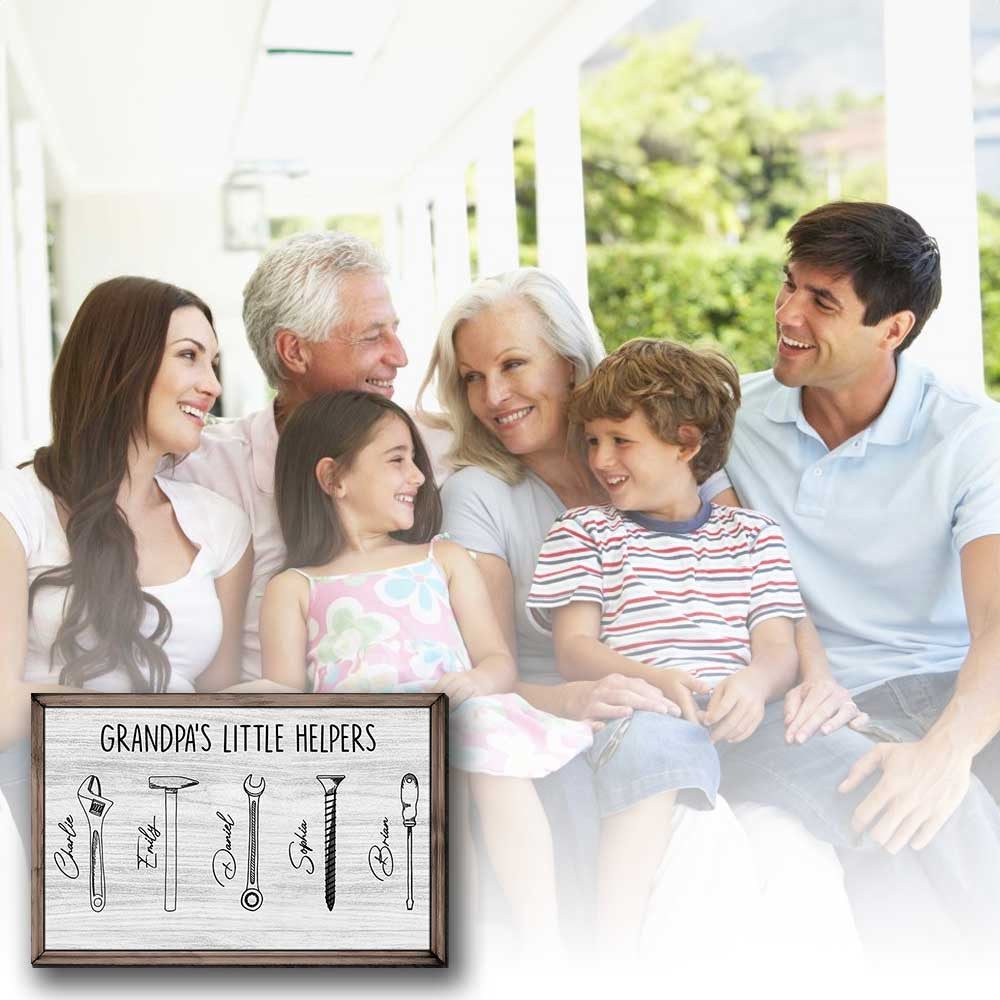 Personalized Grandpa Little Helpers Canvas Wall Art – Gift for Dad