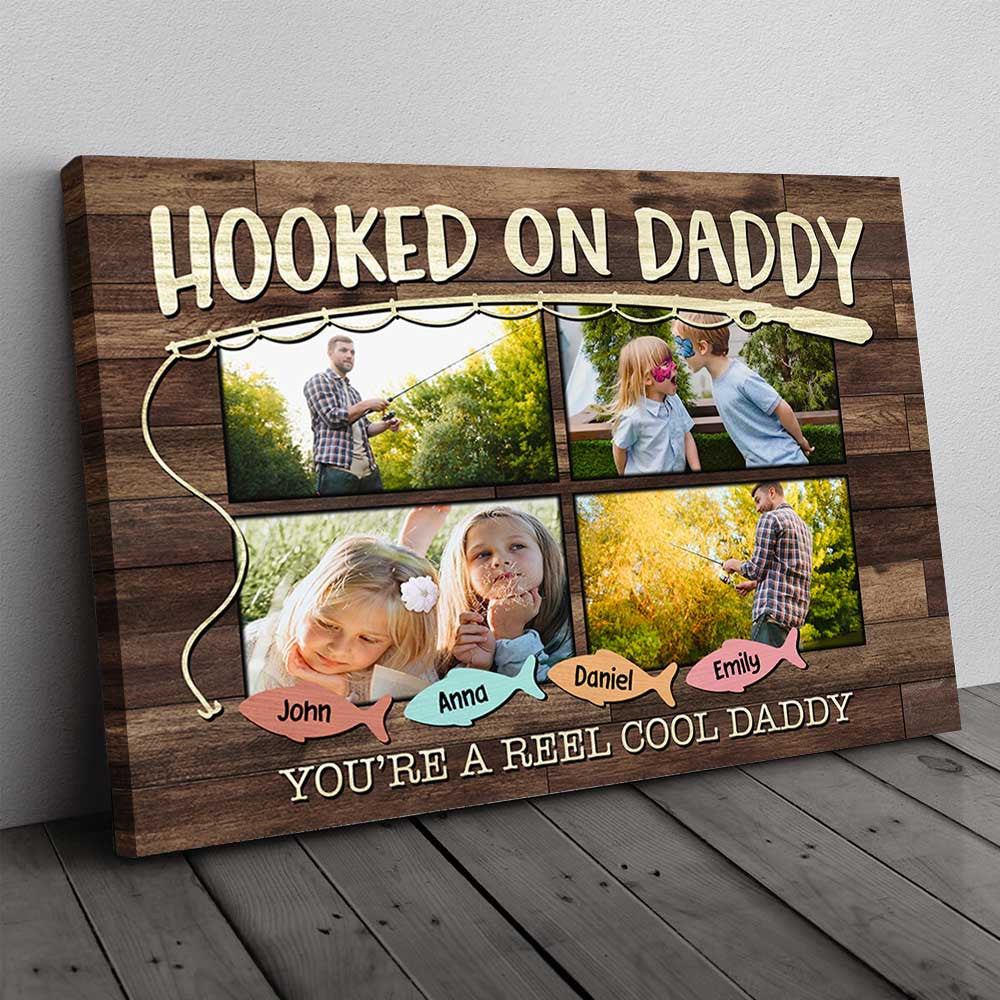Personalized Hooked On Daddy Canvas Wall Art – Gift for Dad