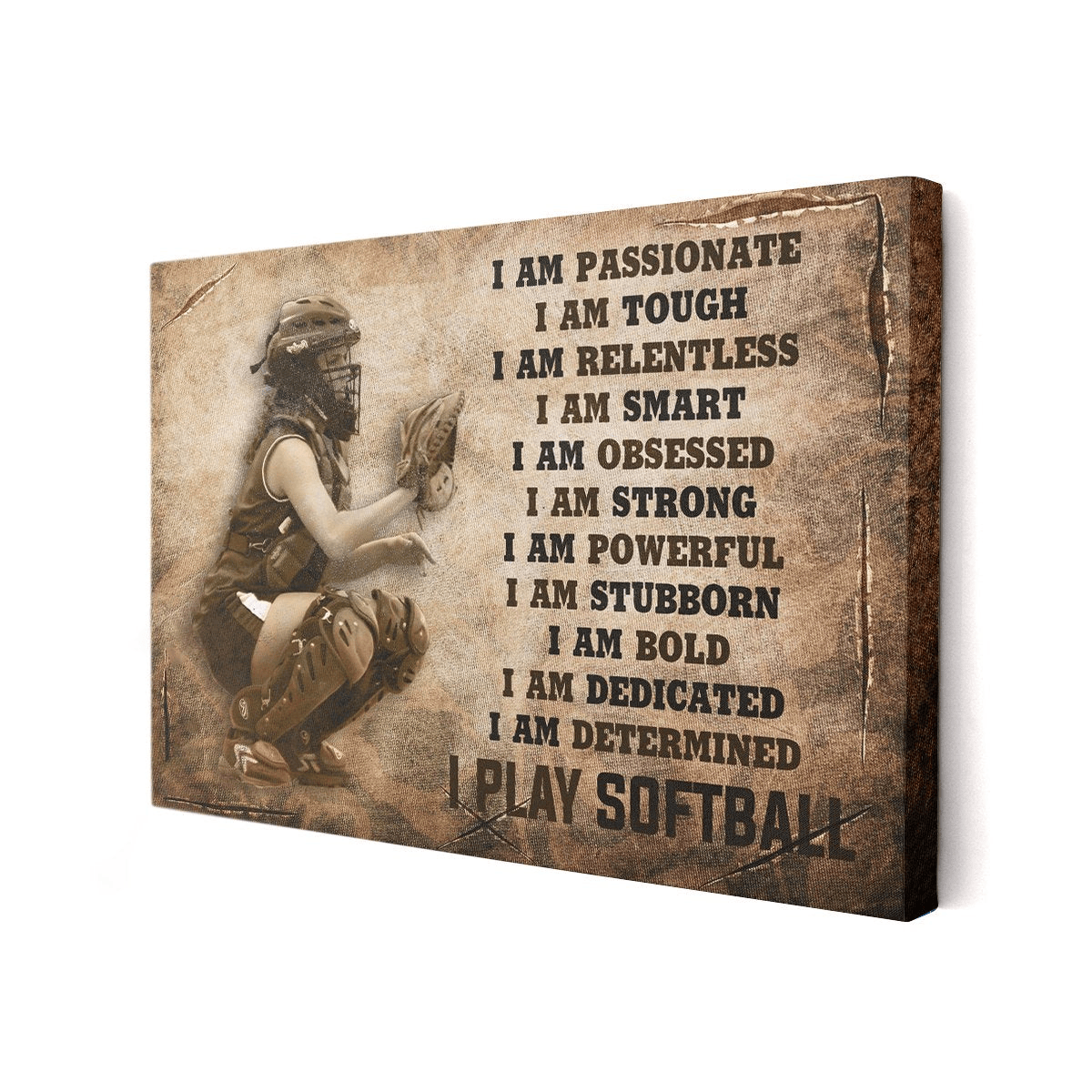 Personalized I Play Softball Canvas Wall Art – For Softball Lovers, Sports Wall Decor