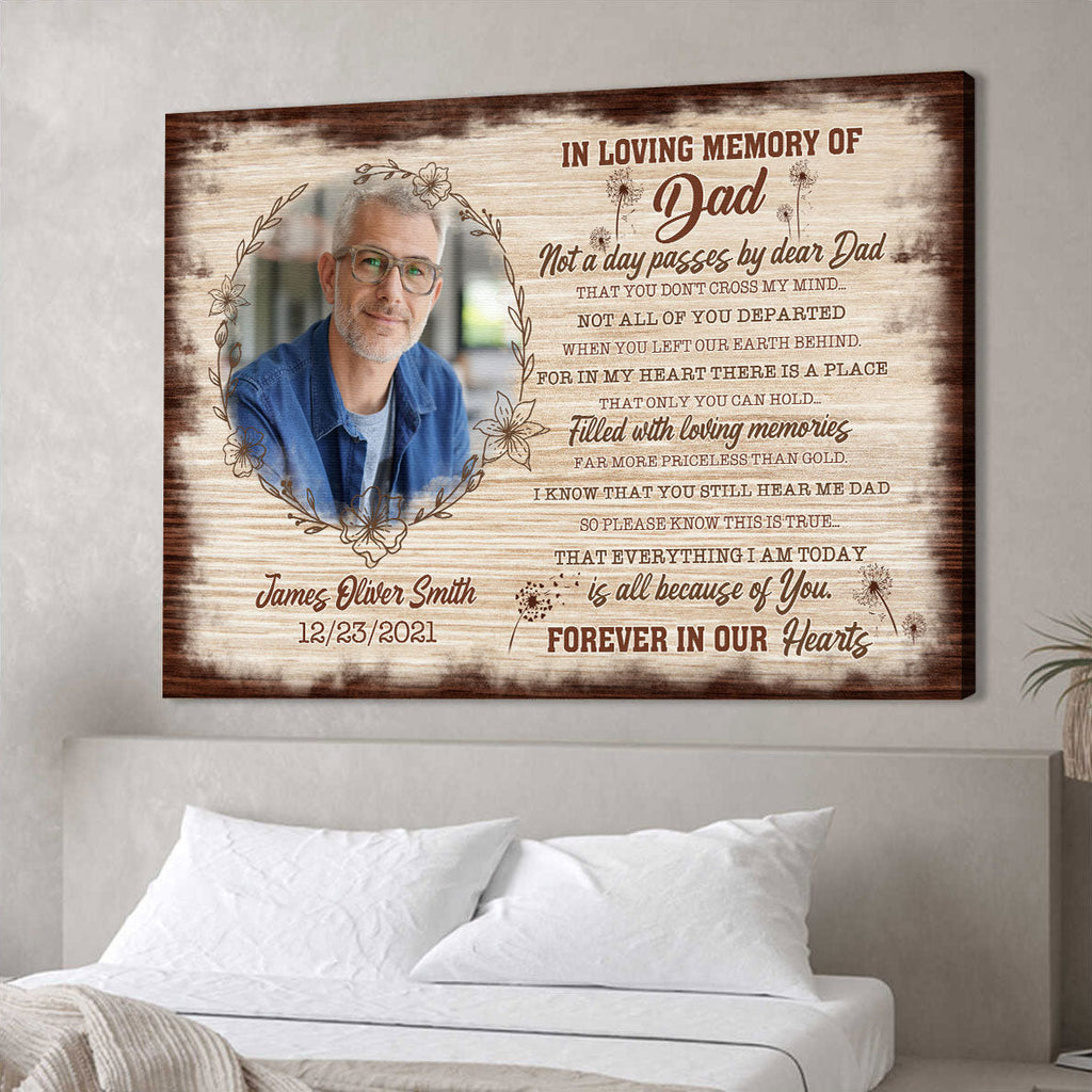 Personalized In Loving Memory Of Dad Matte Canvas Wall Art – Memorial Gift