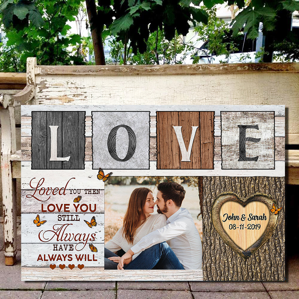 Personalized Loved You Then Love You Still LOVE Letter Blocks Canvas Wall Art – Couple Gift