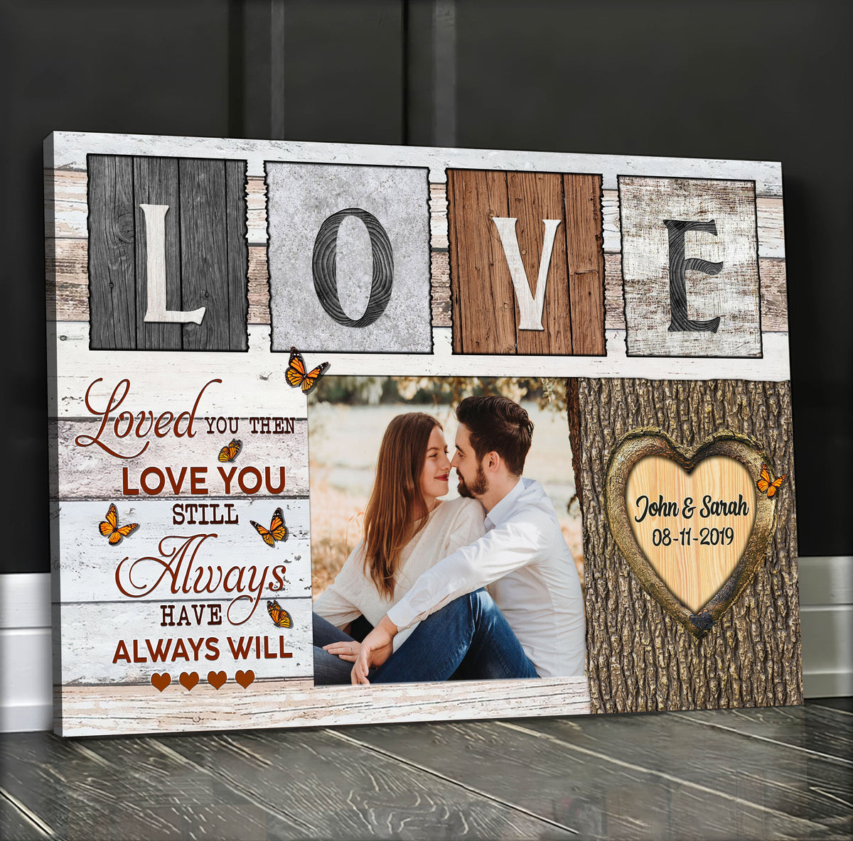 Personalized Loved You Then Love You Still LOVE Letter Blocks Canvas Wall Art – Couple Gift