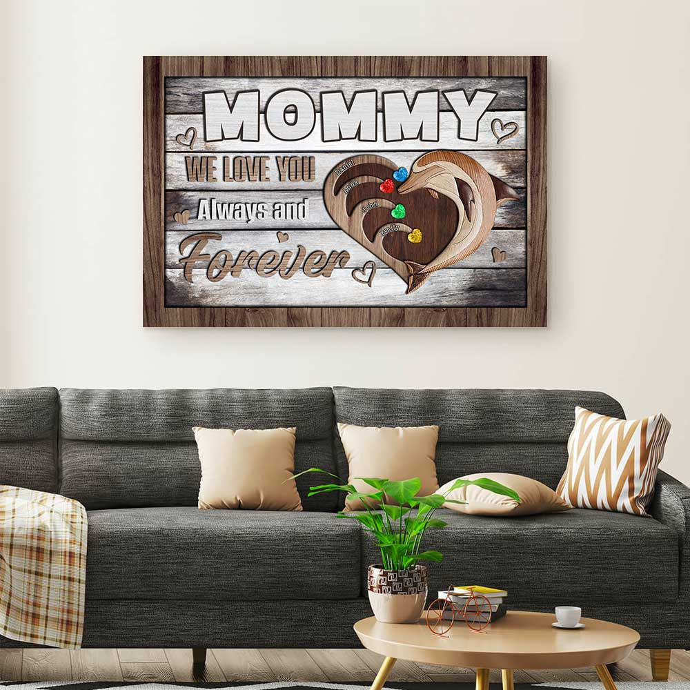 Personalized Mommy We Love You Forever Canvas Wall Art – Gift for Mom