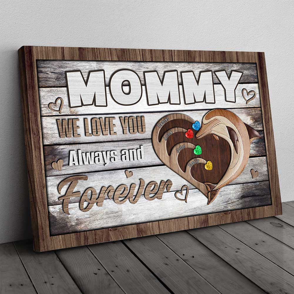 Personalized Mommy We Love You Forever Canvas Wall Art – Gift for Mom