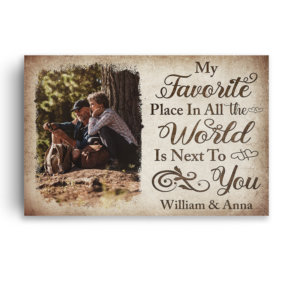 Personalized My Favorite Place Is Next To You Photo Collage Canvas Wall Art – Couple Gift