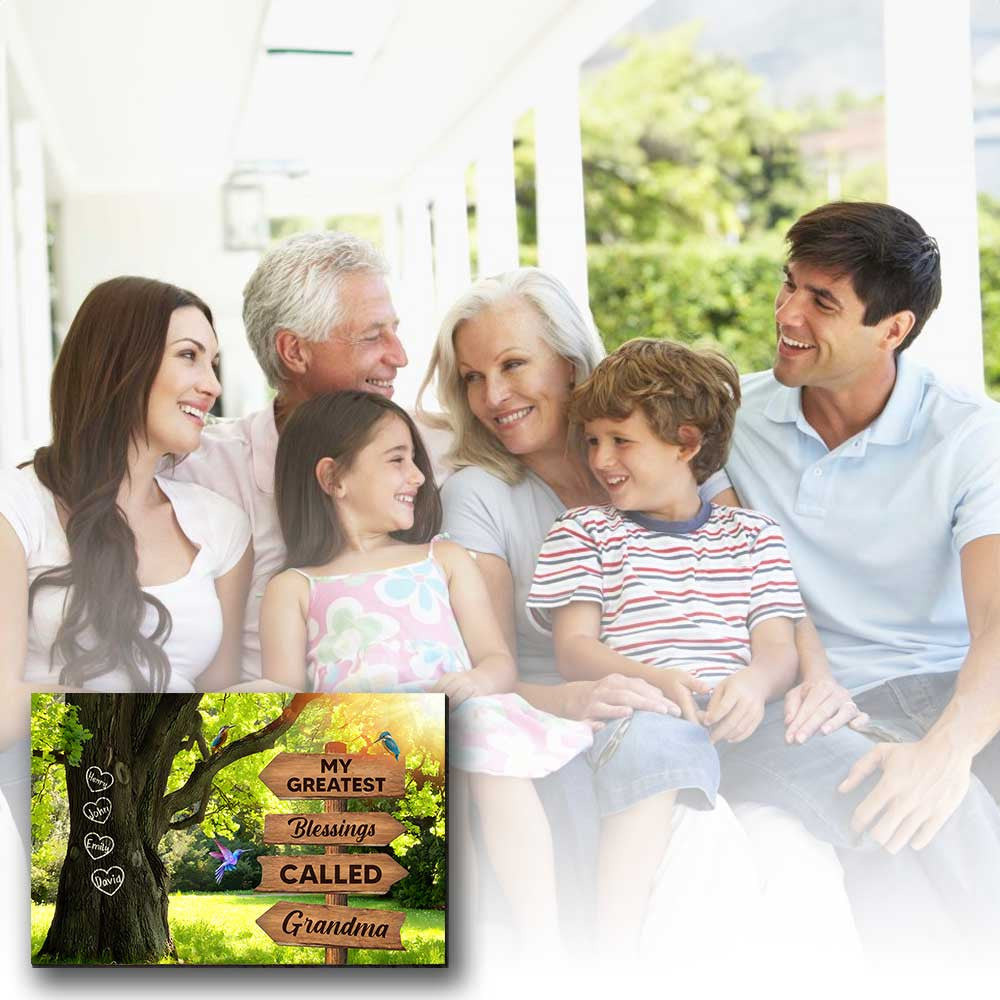 Personalized My Greatest Blessings Call Me Grandma Canvas Wall Art – Gift for Mom