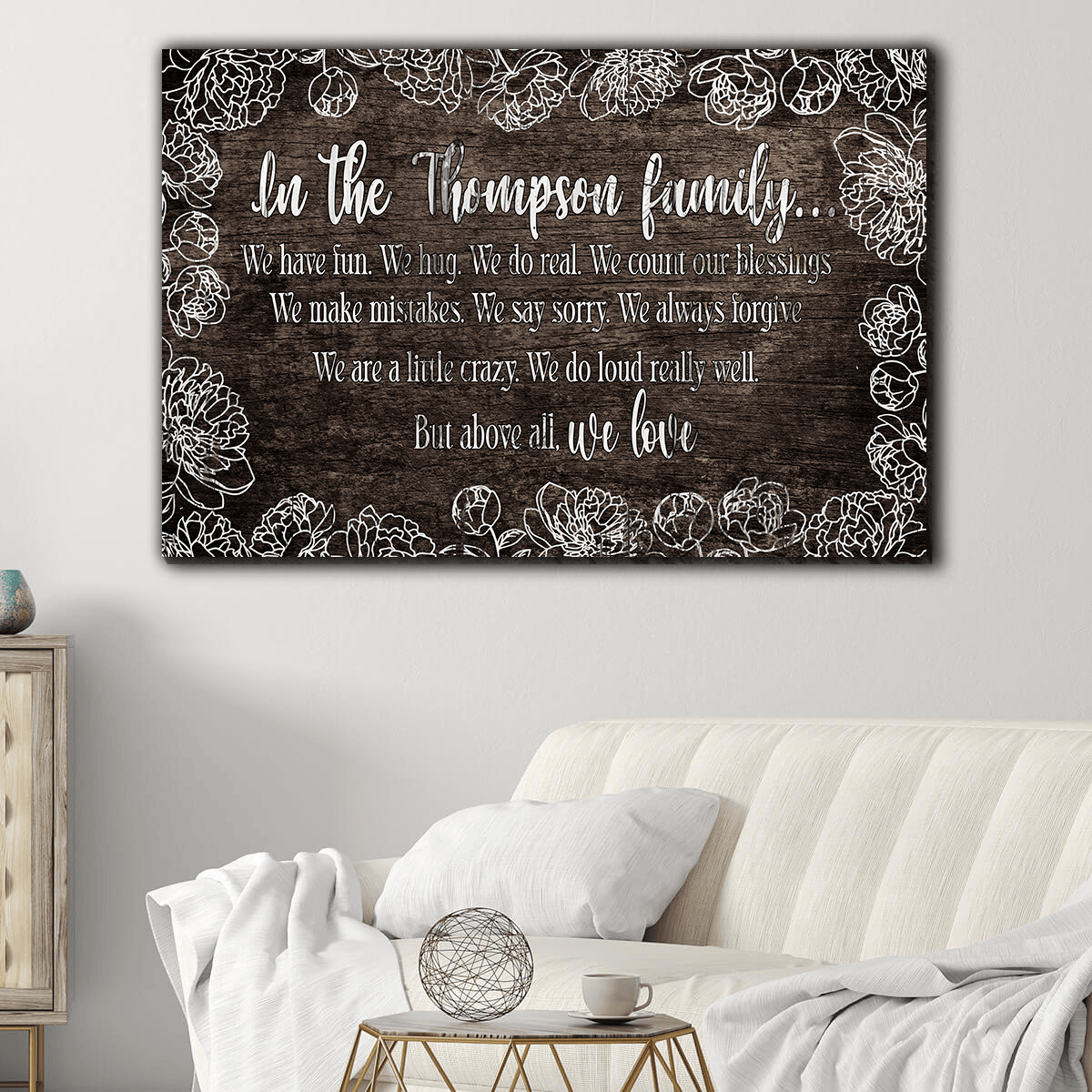 Personalized Name Family We Love Canvas Wall Art – Family Home Decor