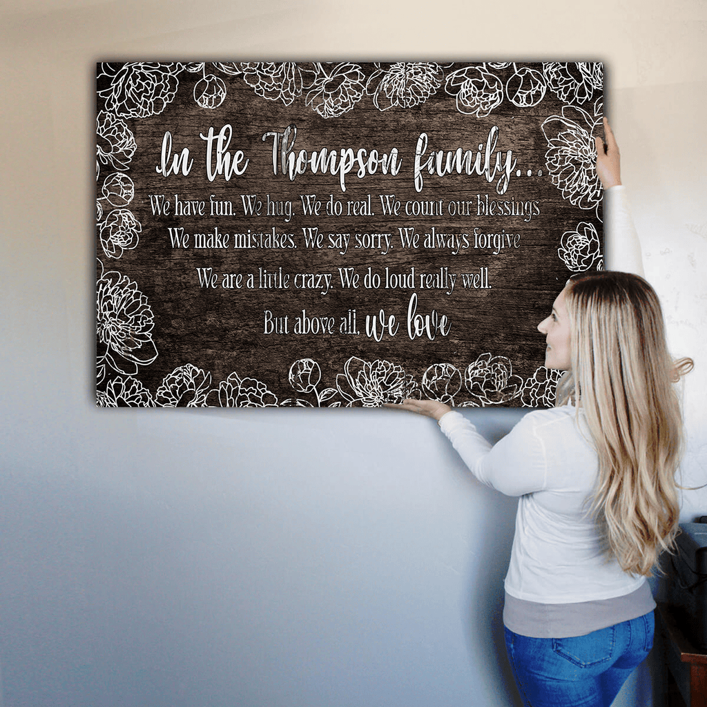 Personalized Name Family We Love Canvas Wall Art – Family Home Decor