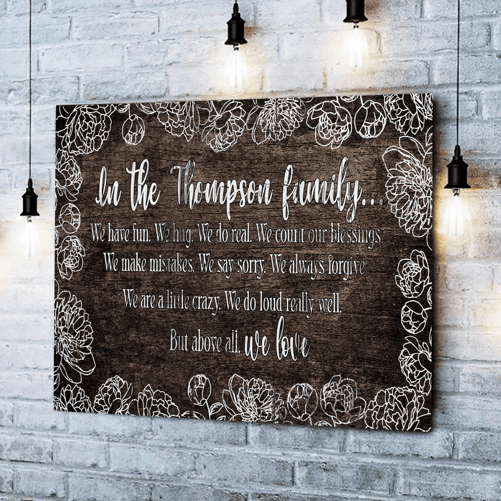 Personalized Name Family We Love Canvas Wall Art – Family Home Decor