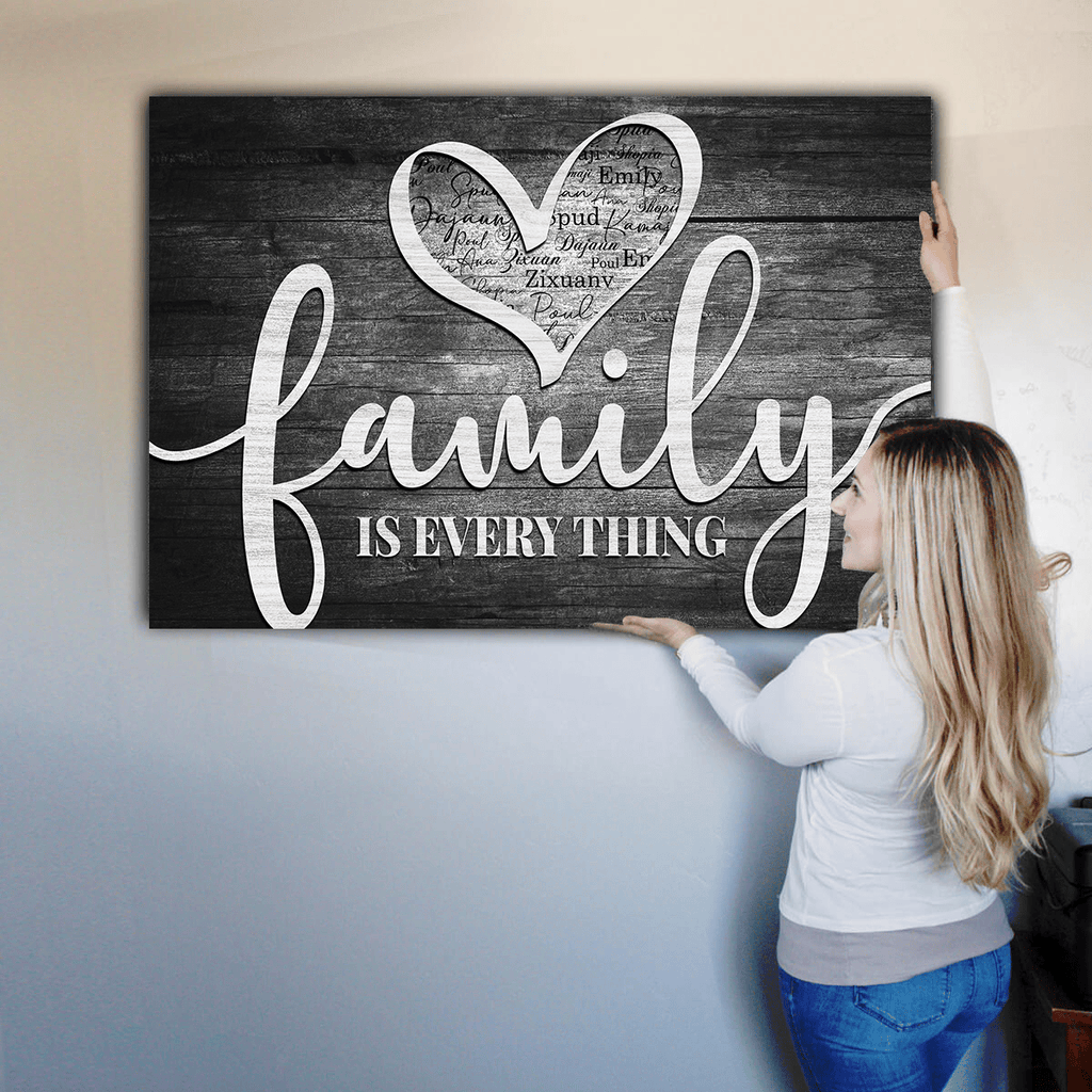 Personalized Names Family Is Everything Canvas Wall Art – Family Home Decor