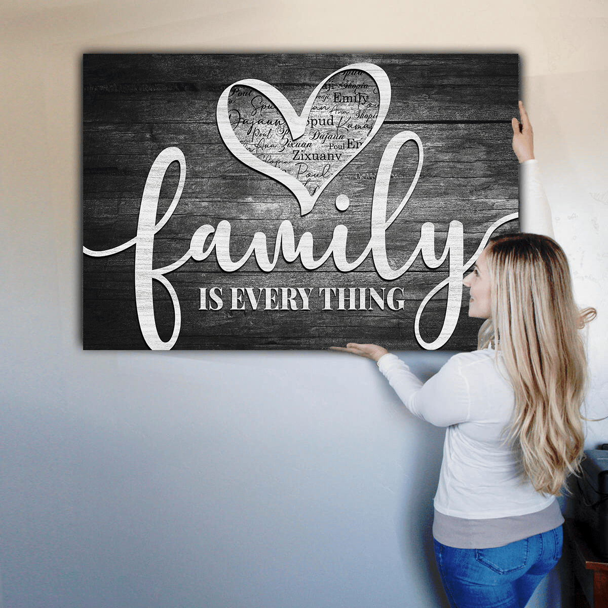 Personalized Names Family Is Everything Canvas Wall Art – Family Home Decor