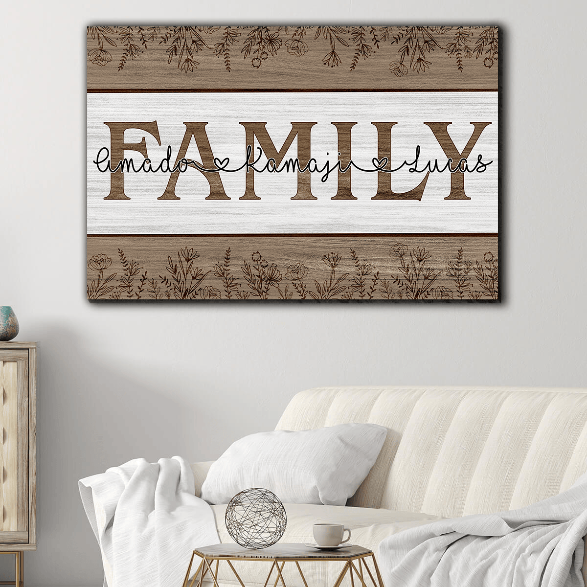 Personalized Names Family Joined By Love Canvas Wall Art – Family Home Decor