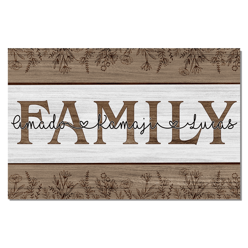 Personalized Names Family Joined By Love Canvas Wall Art – Family Home Decor