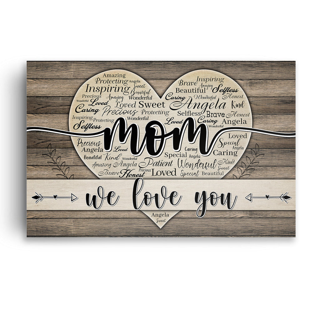 Personalized Names Heart Mom We Love You Canvas Wall Art – Gift for Mom