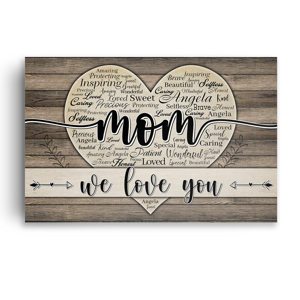 Personalized Names Heart Mom We Love You Canvas Wall Art – Gift for Mom