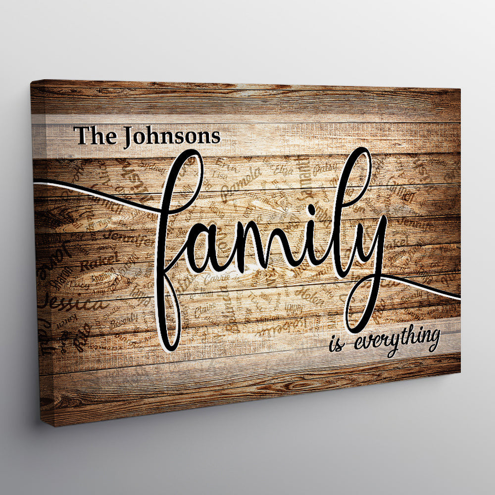 Personalized Names On Background Family Is Everything Canvas Wall Art – Family Home Decor