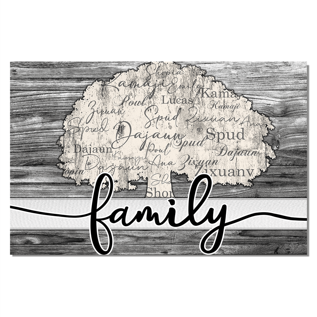 Personalized Names On Tree Family Canvas Wall Art – Family Home Decor