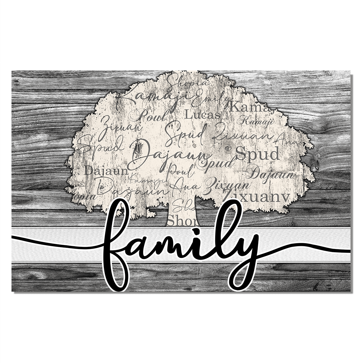 Personalized Names On Tree Family Canvas Wall Art – Family Home Decor