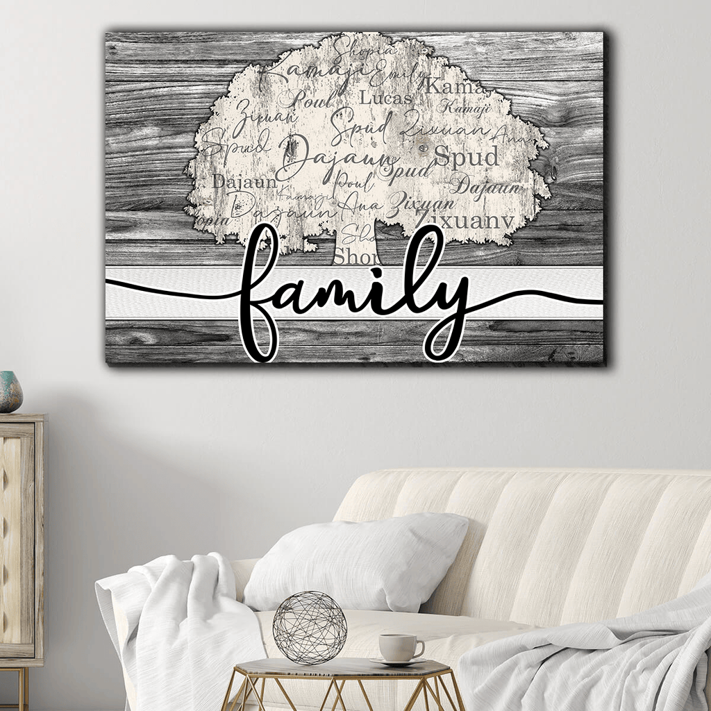 Personalized Names On Tree Family Canvas Wall Art – Family Home Decor