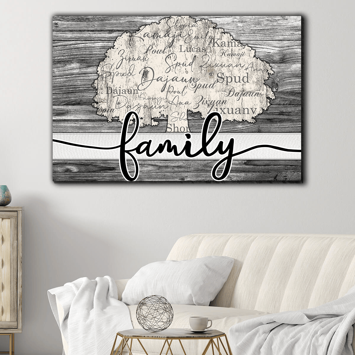 Personalized Names On Tree Family Canvas Wall Art – Family Home Decor