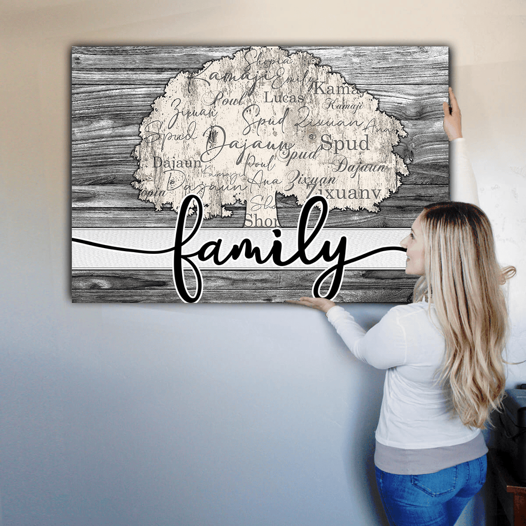 Personalized Names On Tree Family Canvas Wall Art – Family Home Decor
