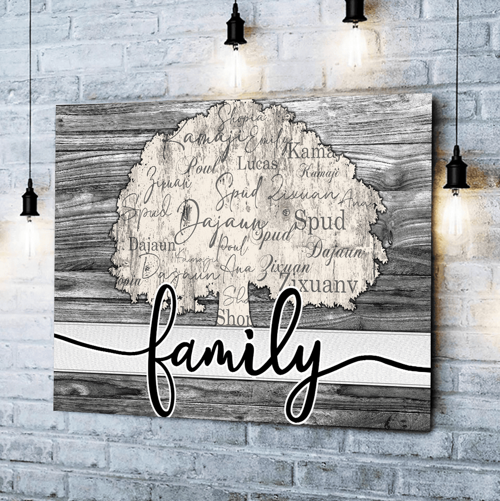 Personalized Names On Tree Family Canvas Wall Art – Family Home Decor