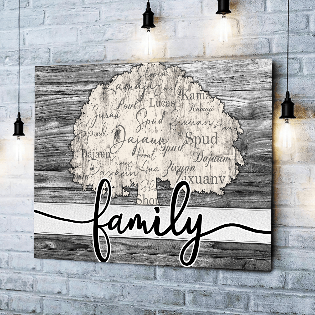 Personalized Names On Tree Family Canvas Wall Art – Family Home Decor