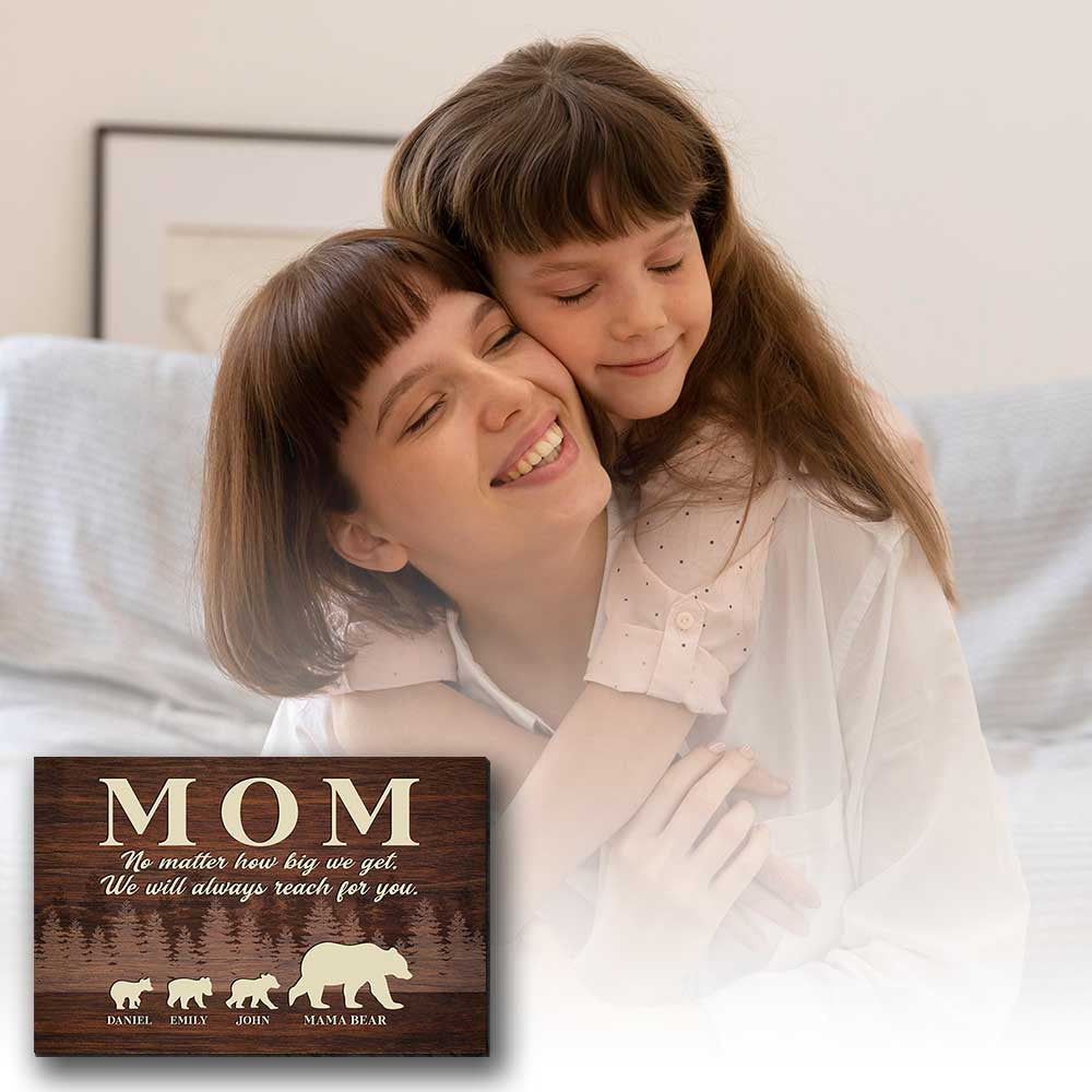 Personalized No Matter How Big We Get Bear Family Canvas Wall Art – Gift for Mom