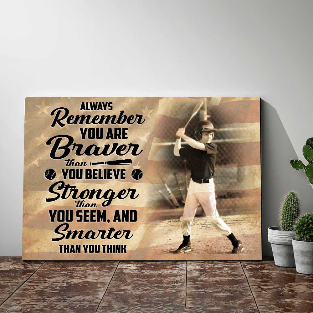 Personalized Photo Always Remember You Are Brave Canvas Wall Art – Inspirational Gift