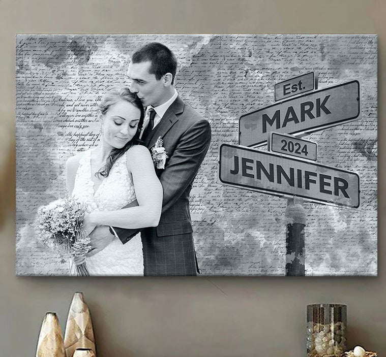 Personalized Photo Couple Sign Canvas Wall Art – Couple Gift