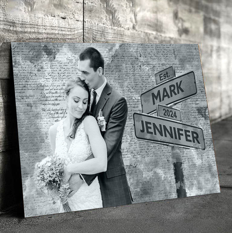 Personalized Photo Couple Sign Canvas Wall Art – Couple Gift