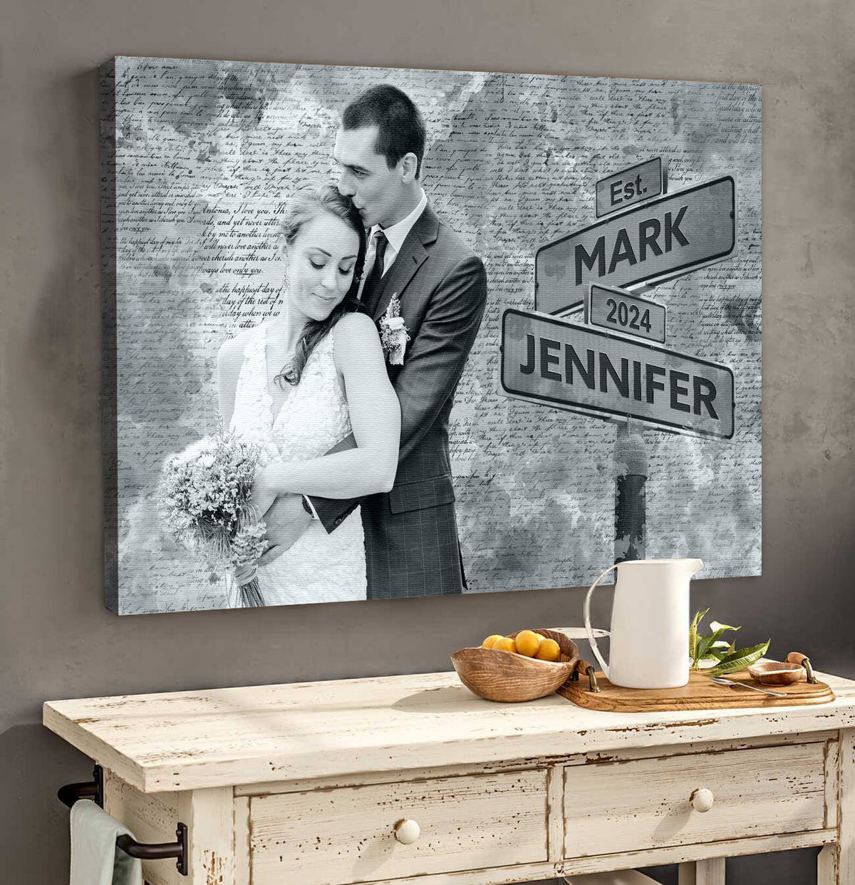 Personalized Photo Couple Sign Canvas Wall Art – Couple Gift