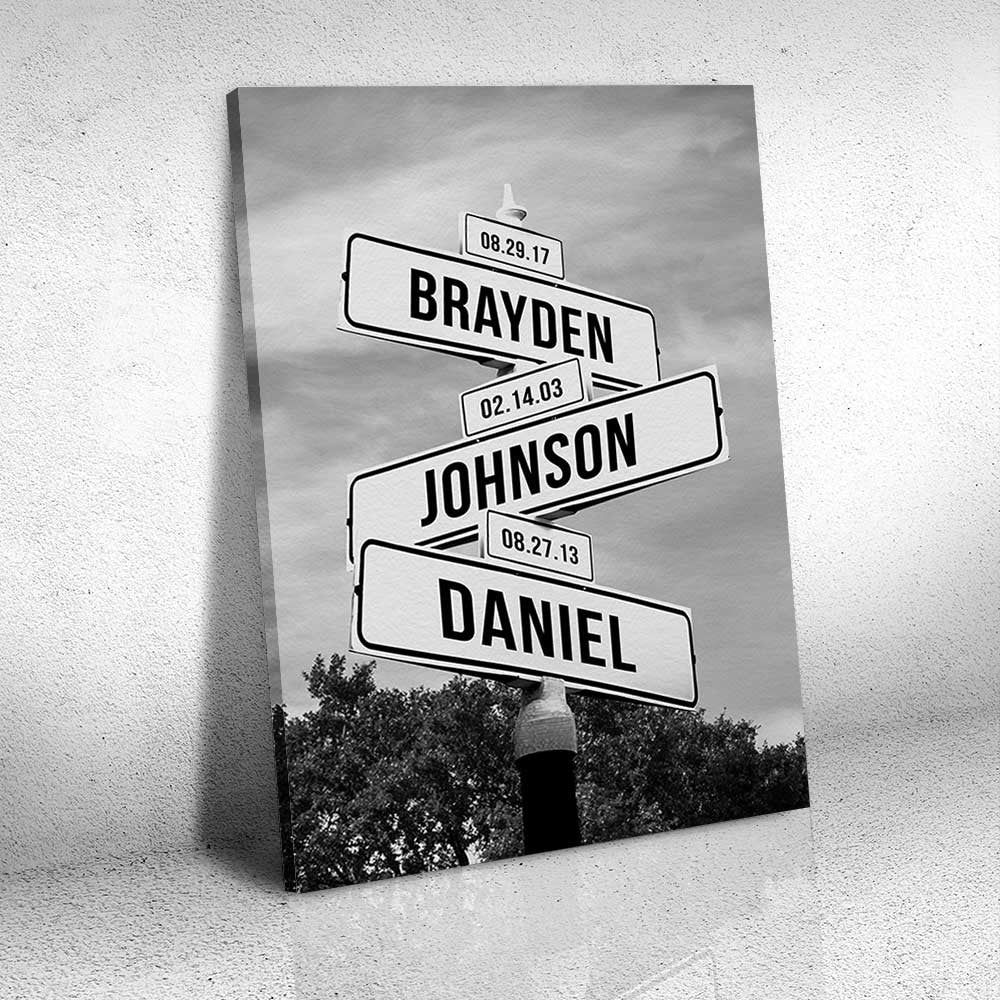Personalized Street Sign Family Canvas Wall Art – For Family Names, Family Home Decor