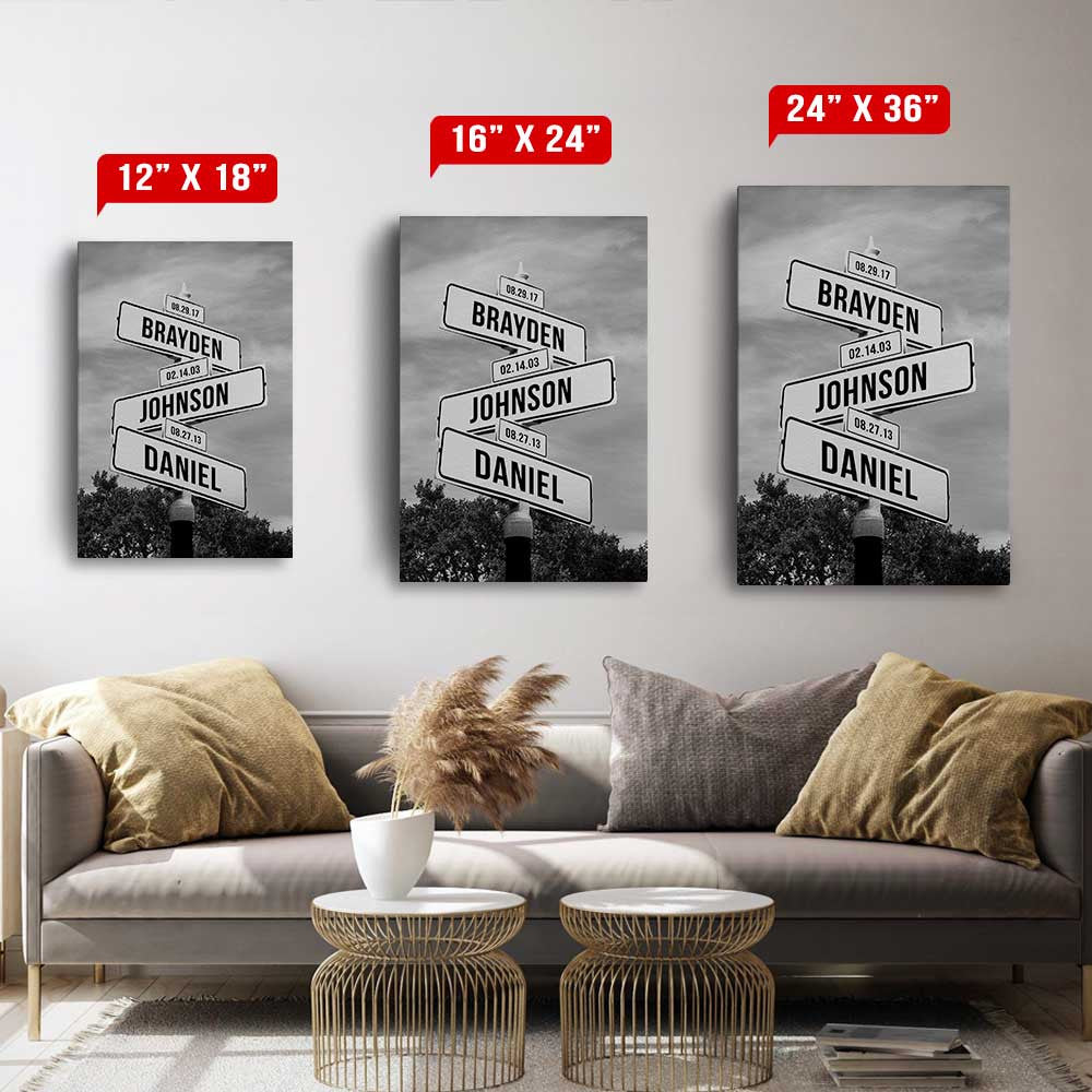 Personalized Street Sign Family Canvas Wall Art – For Family Names, Family Home Decor