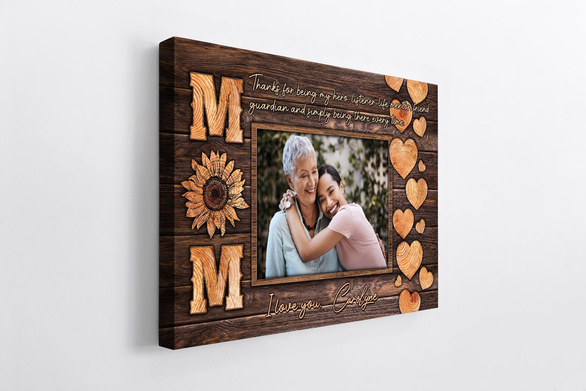 Personalized Thank You For Being My Hero I Love You Mom Canvas Wall Art – Gift for Mom