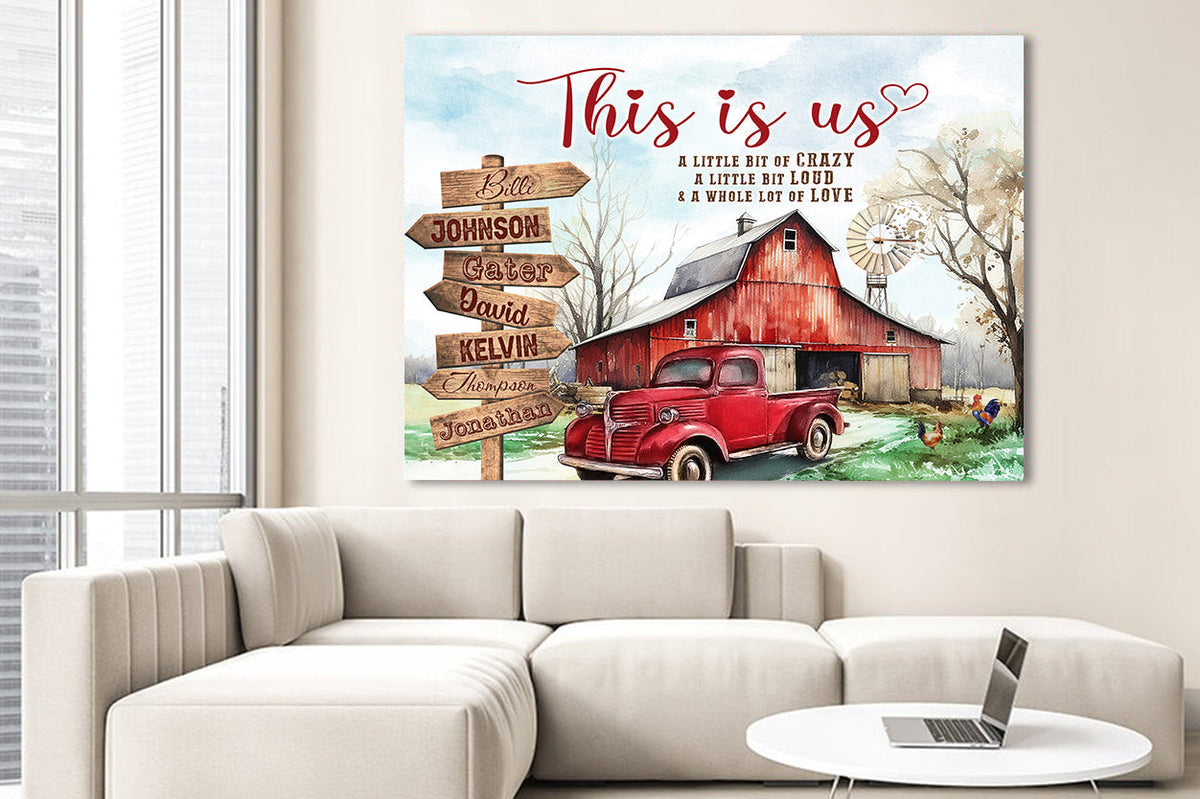 Personalized This Is Us Farm Sign Family Canvas Wall Art – Family Home Decor