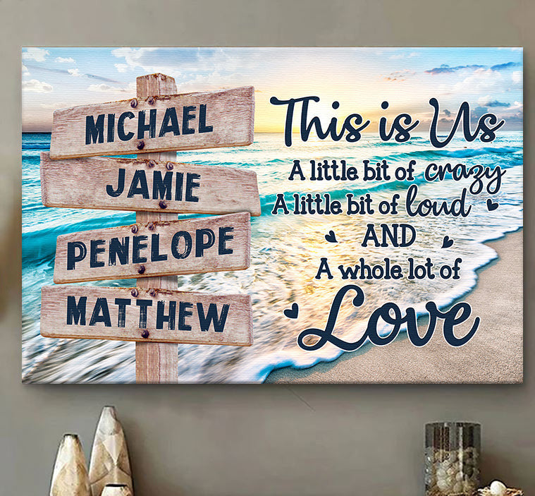 Personalized This Is Us Street Sign Beach Canvas Wall Art – For Family Names, Family Home Decor