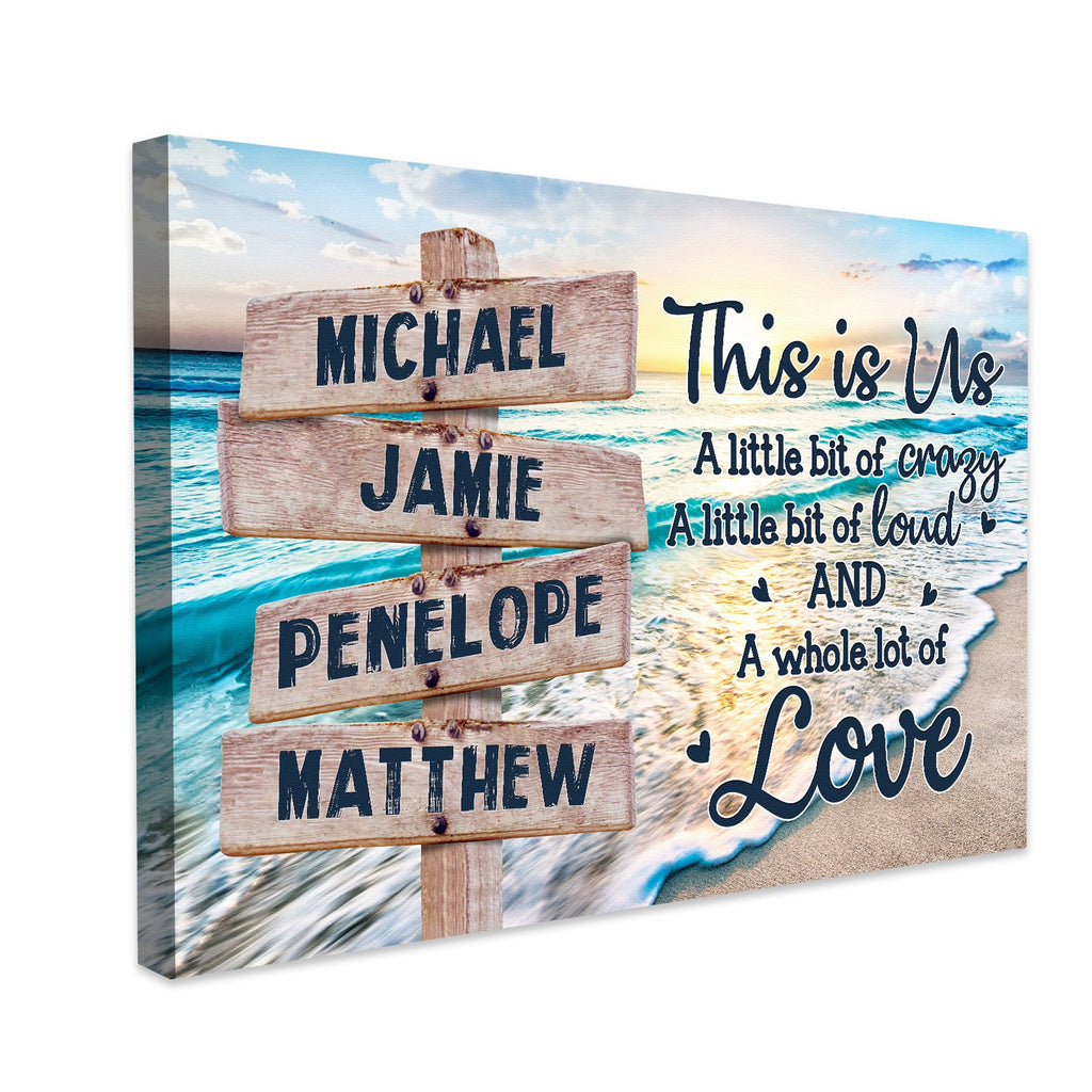 Personalized This Is Us Street Sign Beach Canvas Wall Art – For Family Names, Family Home Decor