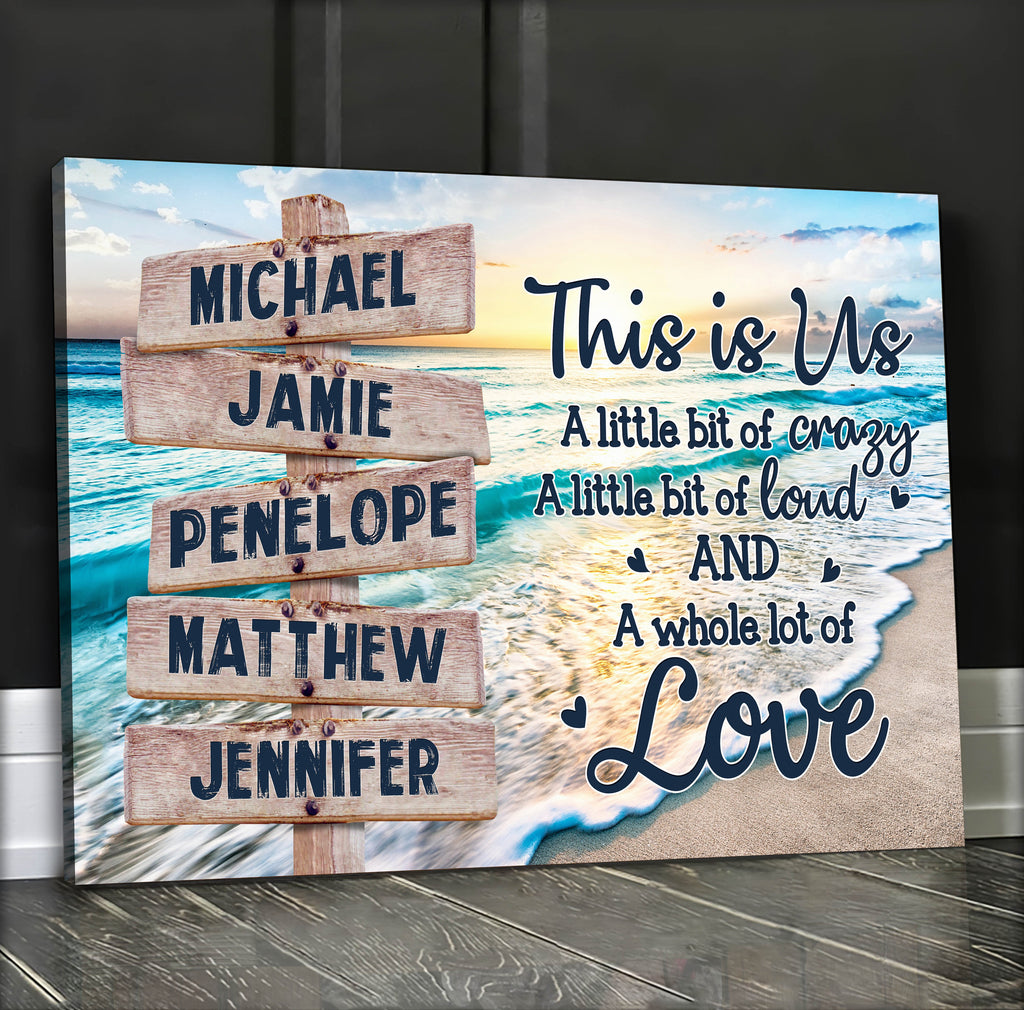 Personalized This Is Us Street Sign Beach Canvas Wall Art – For Family Names, Family Home Decor