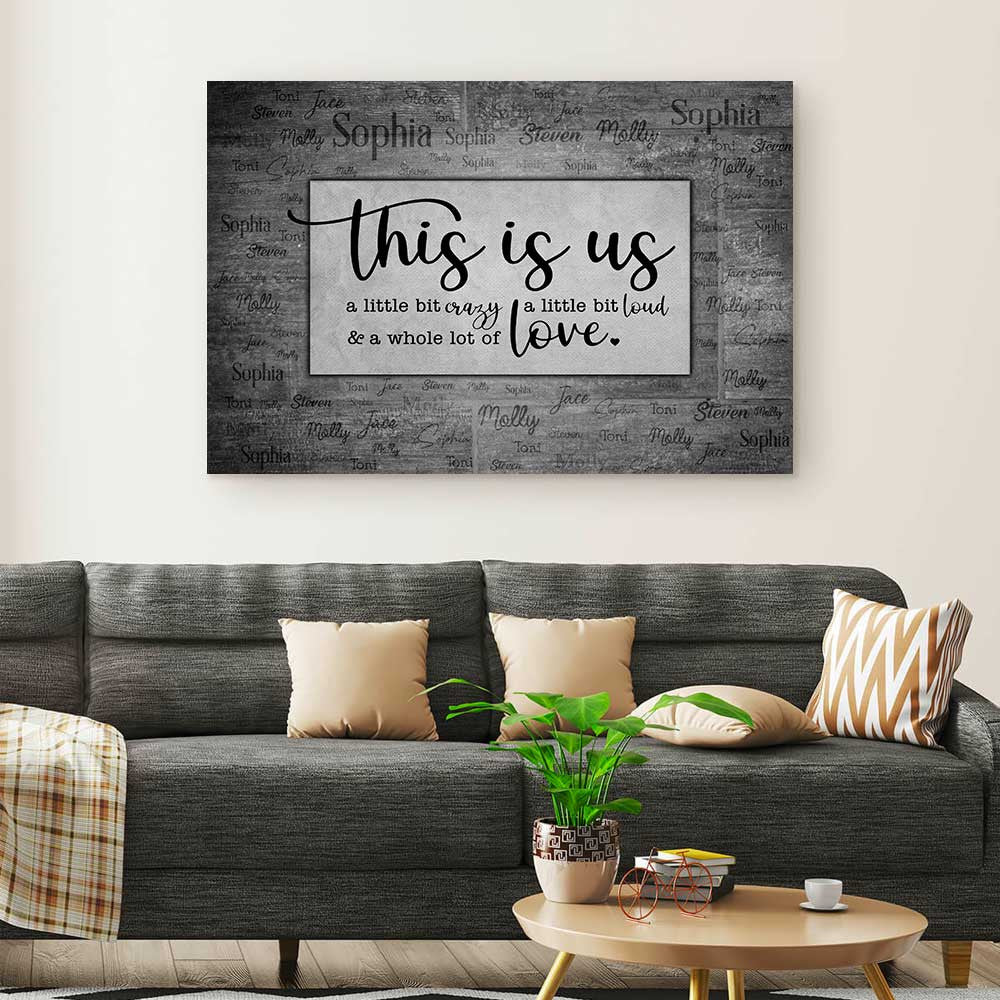 Personalized This Is Us With Name Canvas Wall Art – Up To 15 Names, Family Home Decor