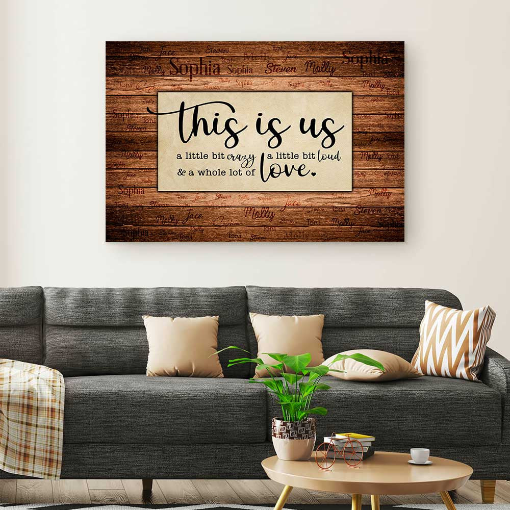 Personalized This Is Us With Name Canvas Wall Art – Up To 15 Names, Family Home Decor