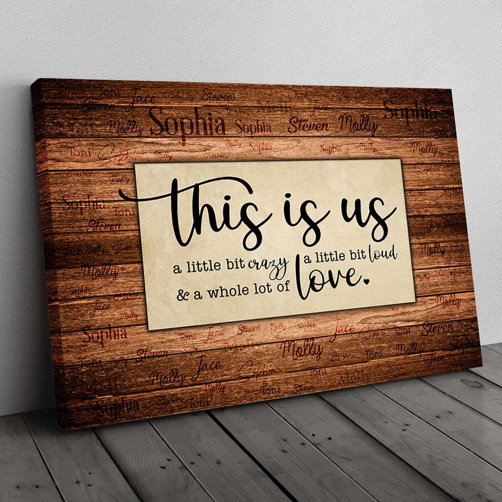 Personalized This Is Us With Name Canvas Wall Art – Up To 15 Names, Family Home Decor
