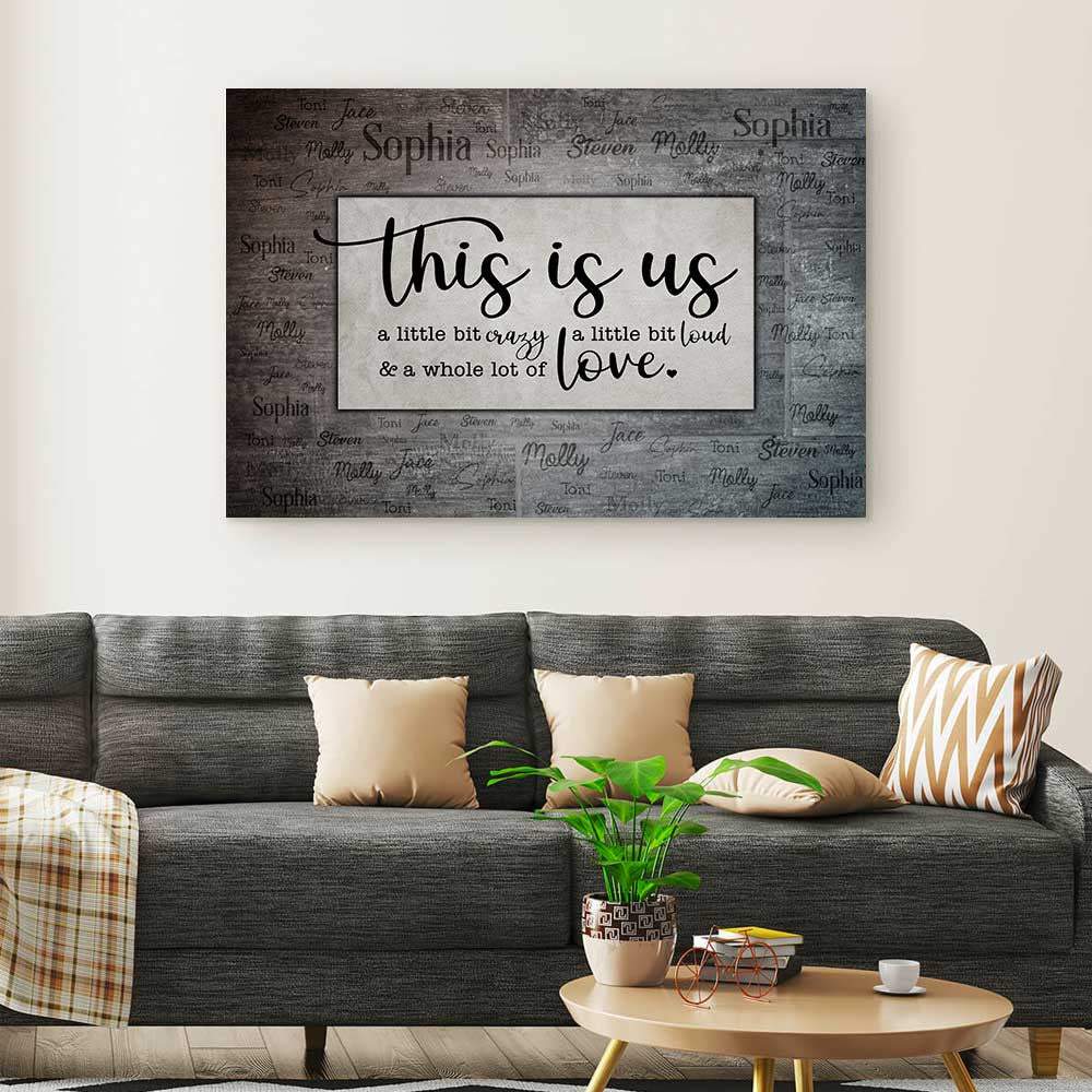 Personalized This Is Us With Name Canvas Wall Art – Up To 15 Names, Family Home Decor