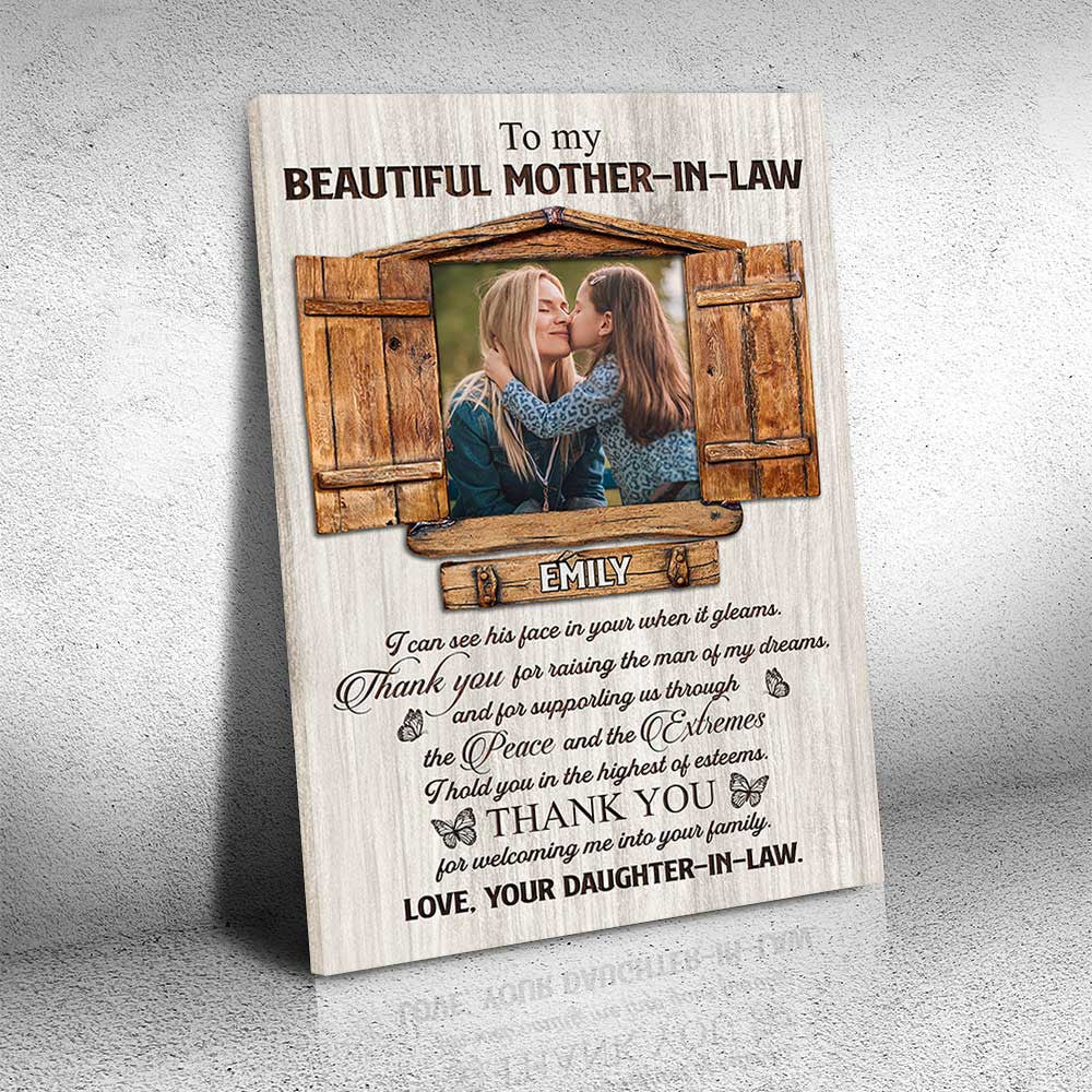 Personalized To My Beautiful Mother In Law Canvas Wall Art – Gift for Mom