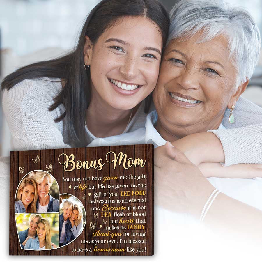 Personalized To My Bonus Mom Canvas Wall Art – Gift for Mom