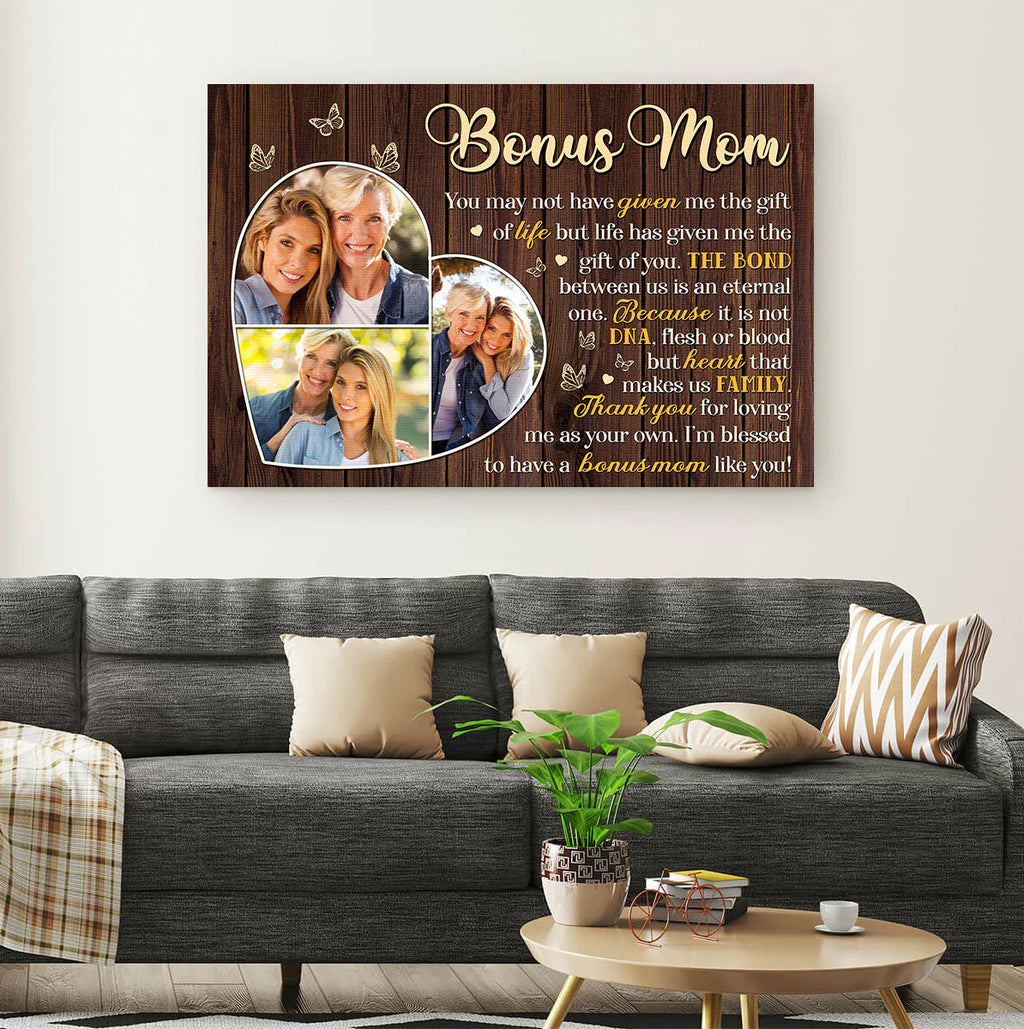 Personalized To My Bonus Mom Canvas Wall Art – Gift for Mom